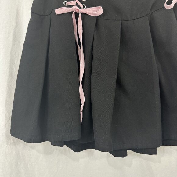 Hot Topic Corset Lace Up Pleated Black Mini Skirt Size XL Kawaii Punk Emo - Picture 5 of 9